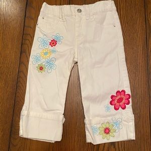 Stunning White with Multi-Colors Capris